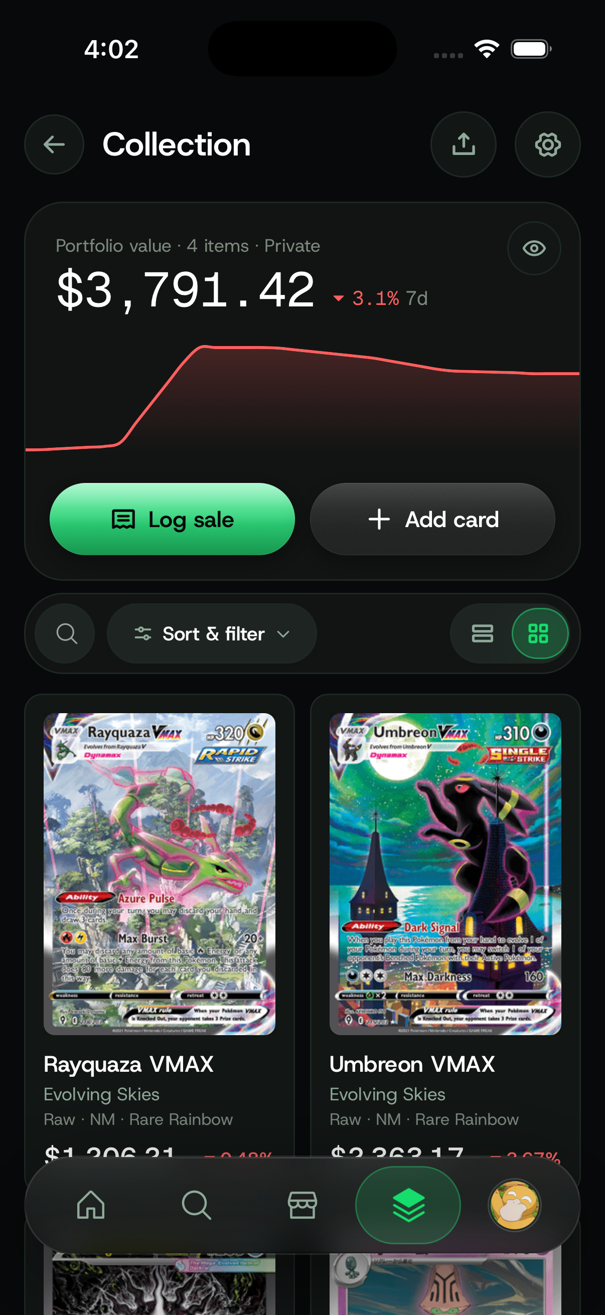 A collection that prices itself in the CardOS app